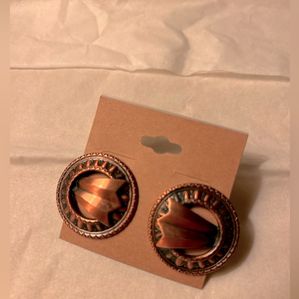 Copper screw back earrings